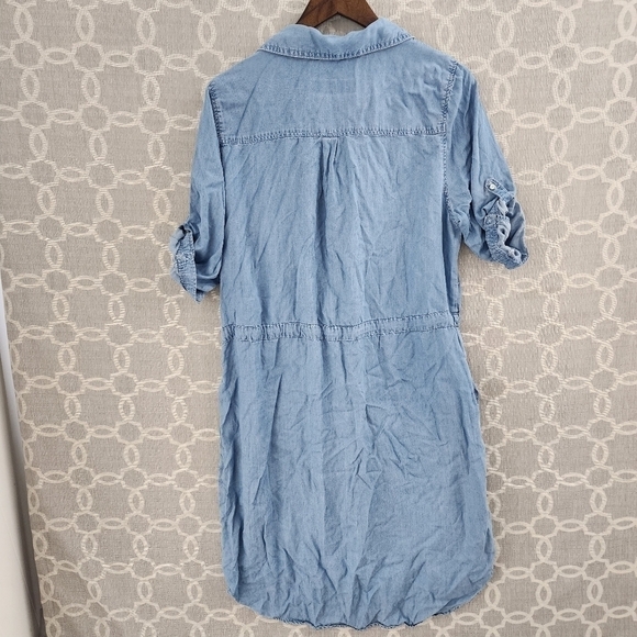 🎈Lee Modern Series Buttondown Tab Sleeve Blue Shirt Dress - Picture 4 of 8